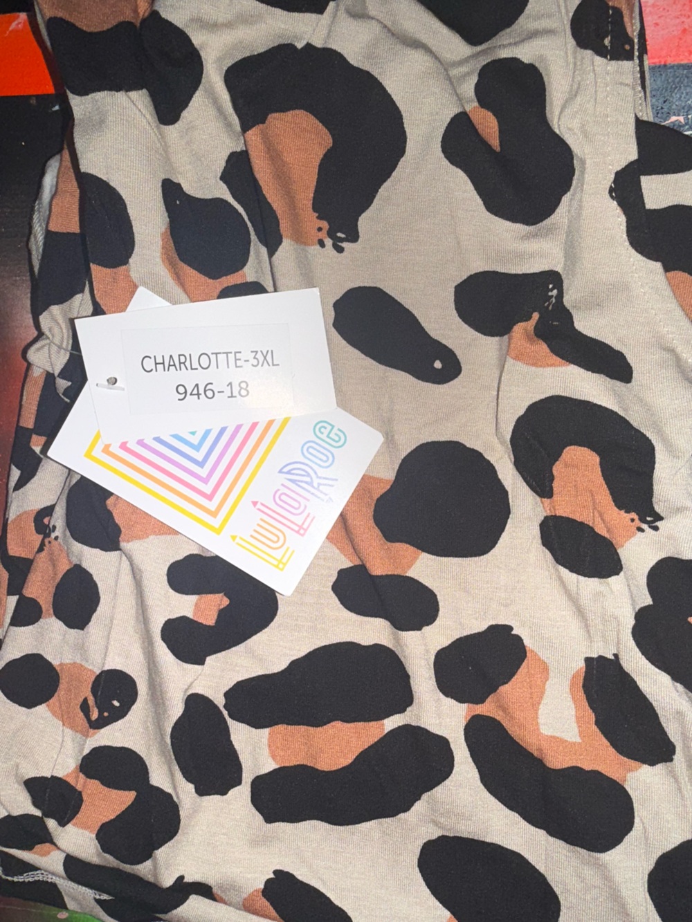 LuLaRoe Charlotte Midi Dress in Tan, Black and Rust